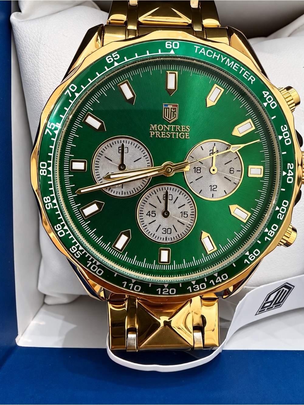 Invicta Montres Prestige Gold Tone Watch with Green Dial